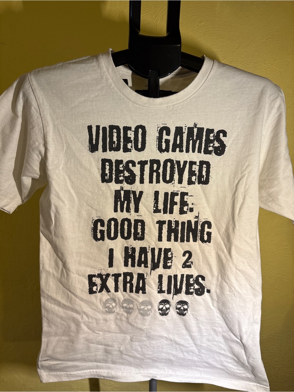 White Graphic Short-Sleeve Tee – 'Video Games Destroyed My Life'